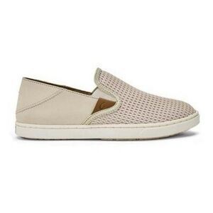 Women's OluKai Pehuea Shoes Tan Slip On Gray Tapa